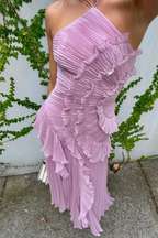 Estelle Halter Pleated Maxi Dress