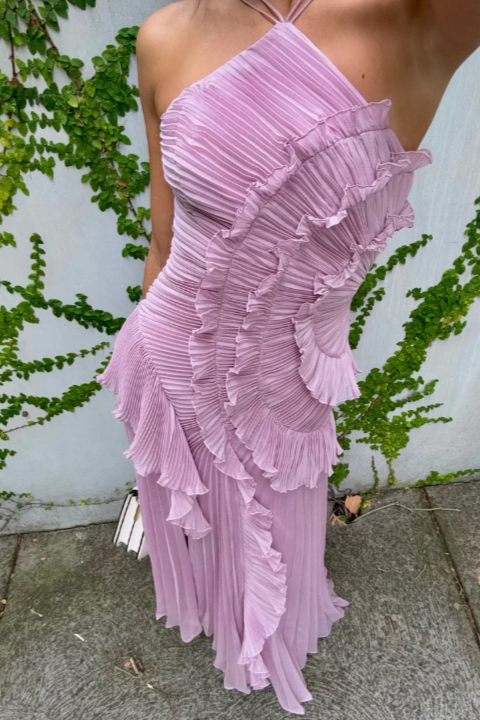 Estelle Halter Pleated Maxi Dress