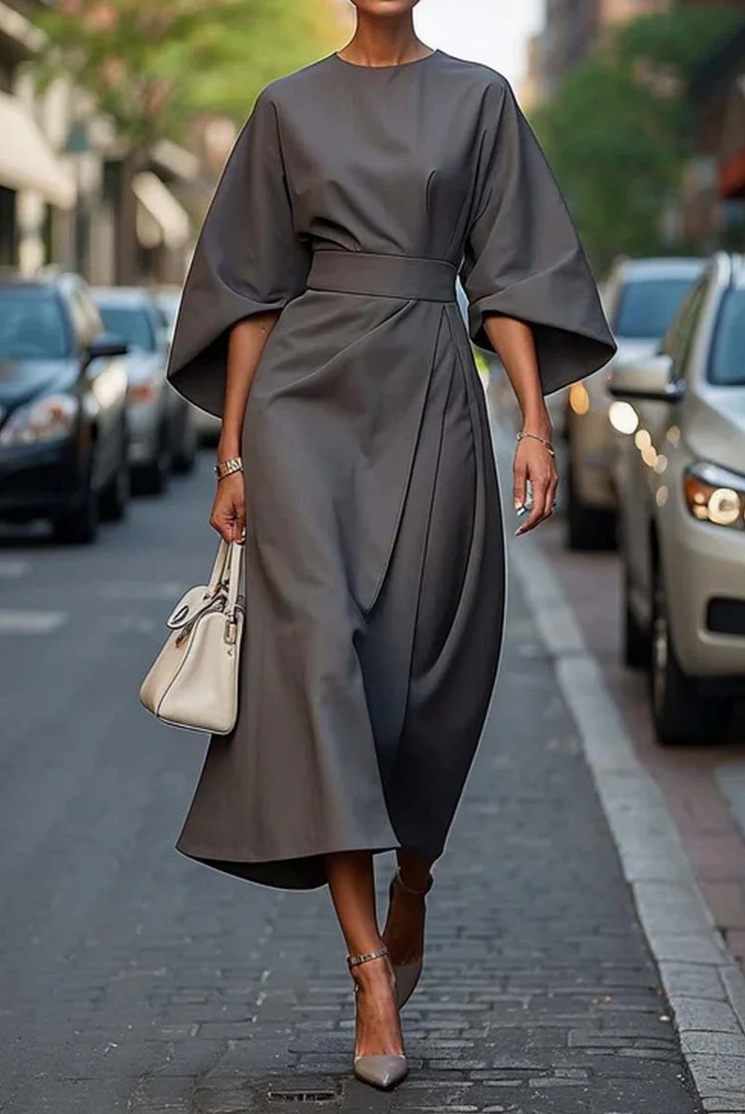 Wendy Elegant Dress with Lantern Sleeves