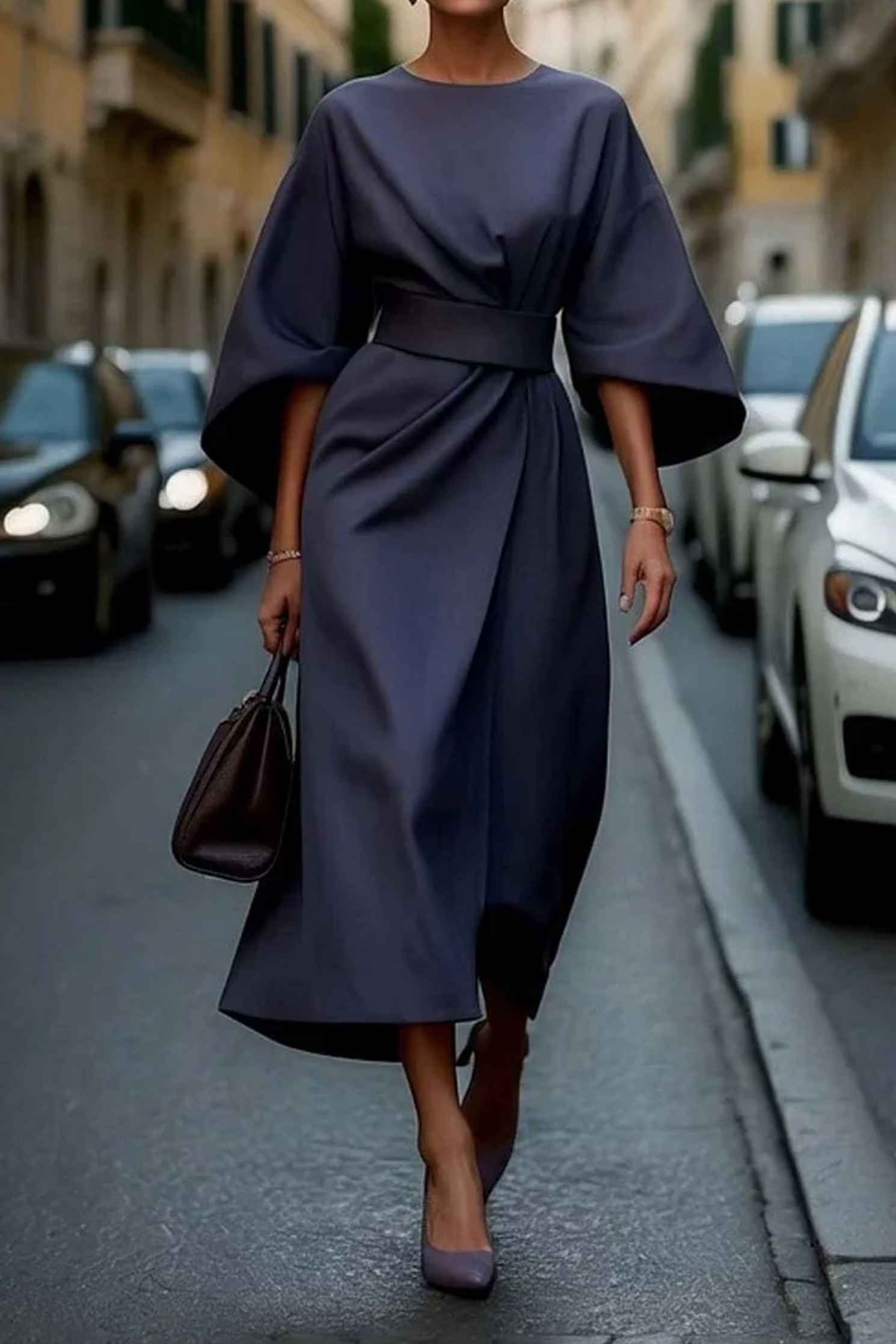 Wendy Elegant Dress with Lantern Sleeves