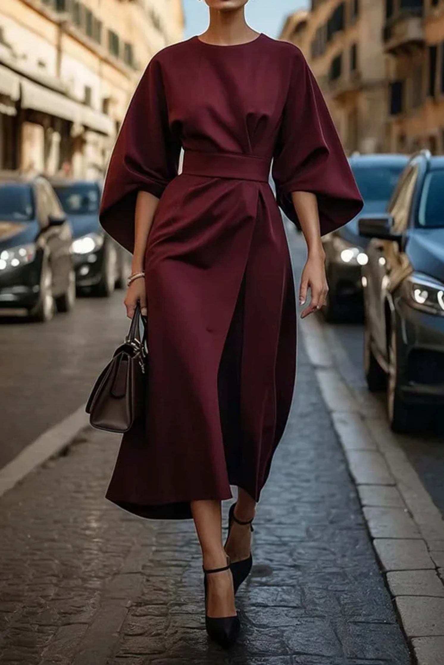 Wendy Elegant Dress with Lantern Sleeves