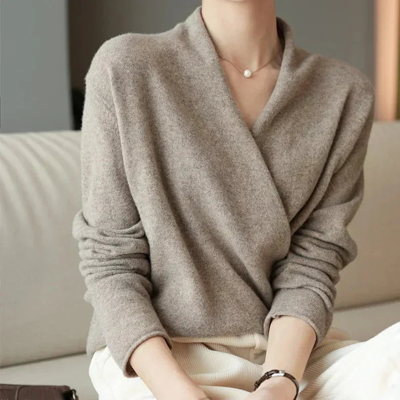 Wrap-Front Spring Knit Top