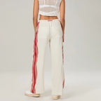 Sora Sporty Wide-Leg Drawstring Trousers – Side Stripe