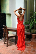 Romantic Ruffle Chiffon Maxi Dress