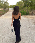 Romantic Ruffle Chiffon Maxi Dress