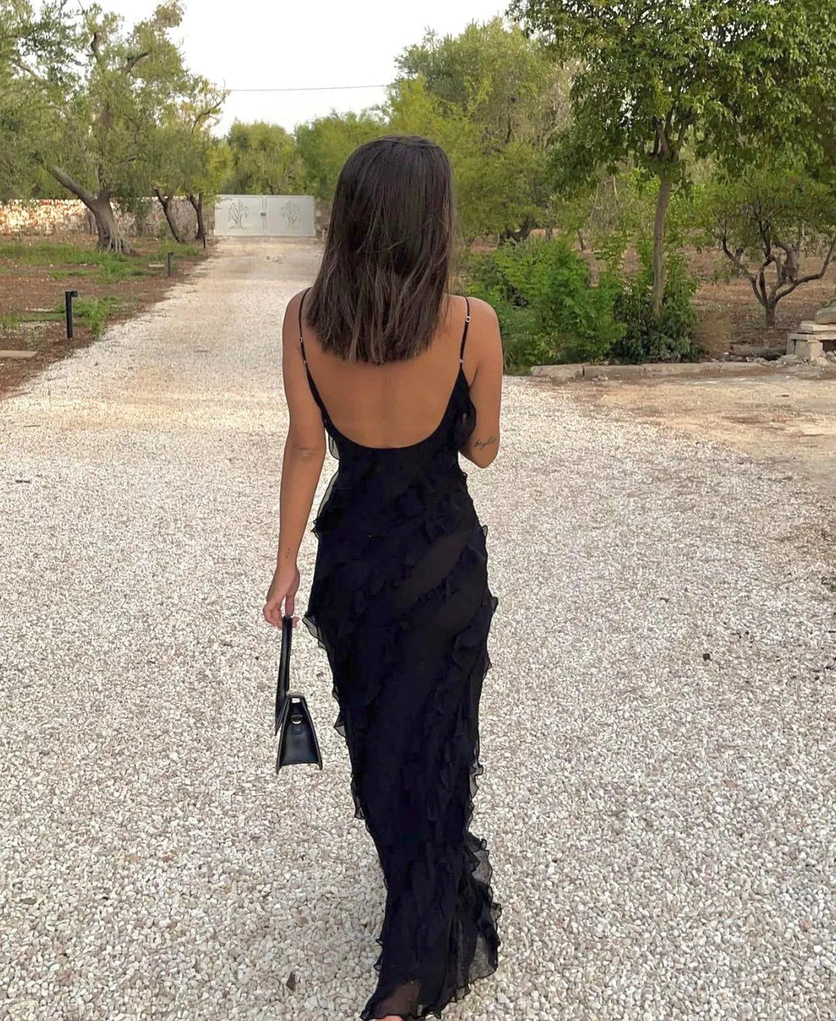 Romantic Ruffle Chiffon Maxi Dress