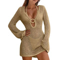 Hollow Knit V-Neck Mini Dress