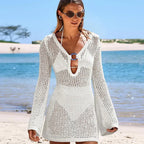 Hollow Knit V-Neck Mini Dress