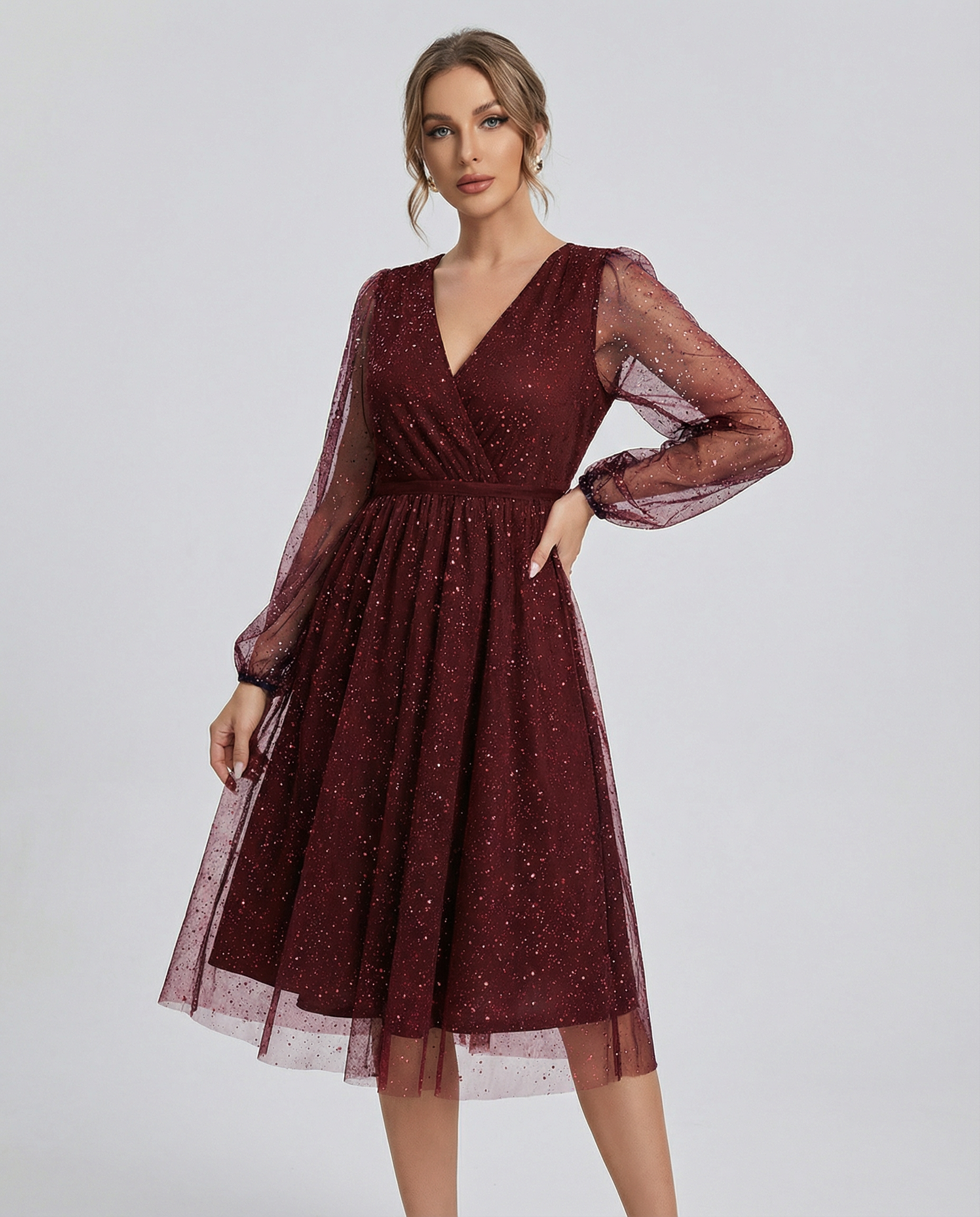 V-Neck Slim Fit Cocktail Dress