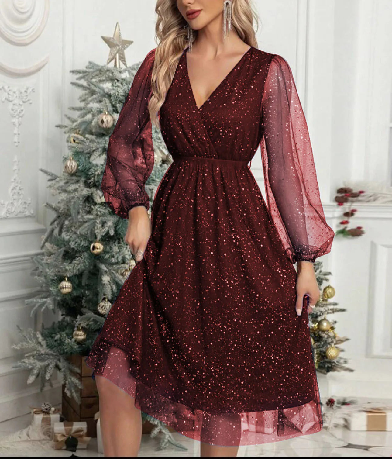 V-Neck Slim Fit Cocktail Dress