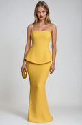 Yellow Strapless Formal Maxi Dress