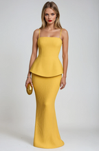 Yellow Strapless Formal Maxi Dress