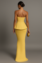 Yellow Strapless Formal Maxi Dress