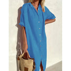 Summer Breeze Cotton-Linen Shirt Dress