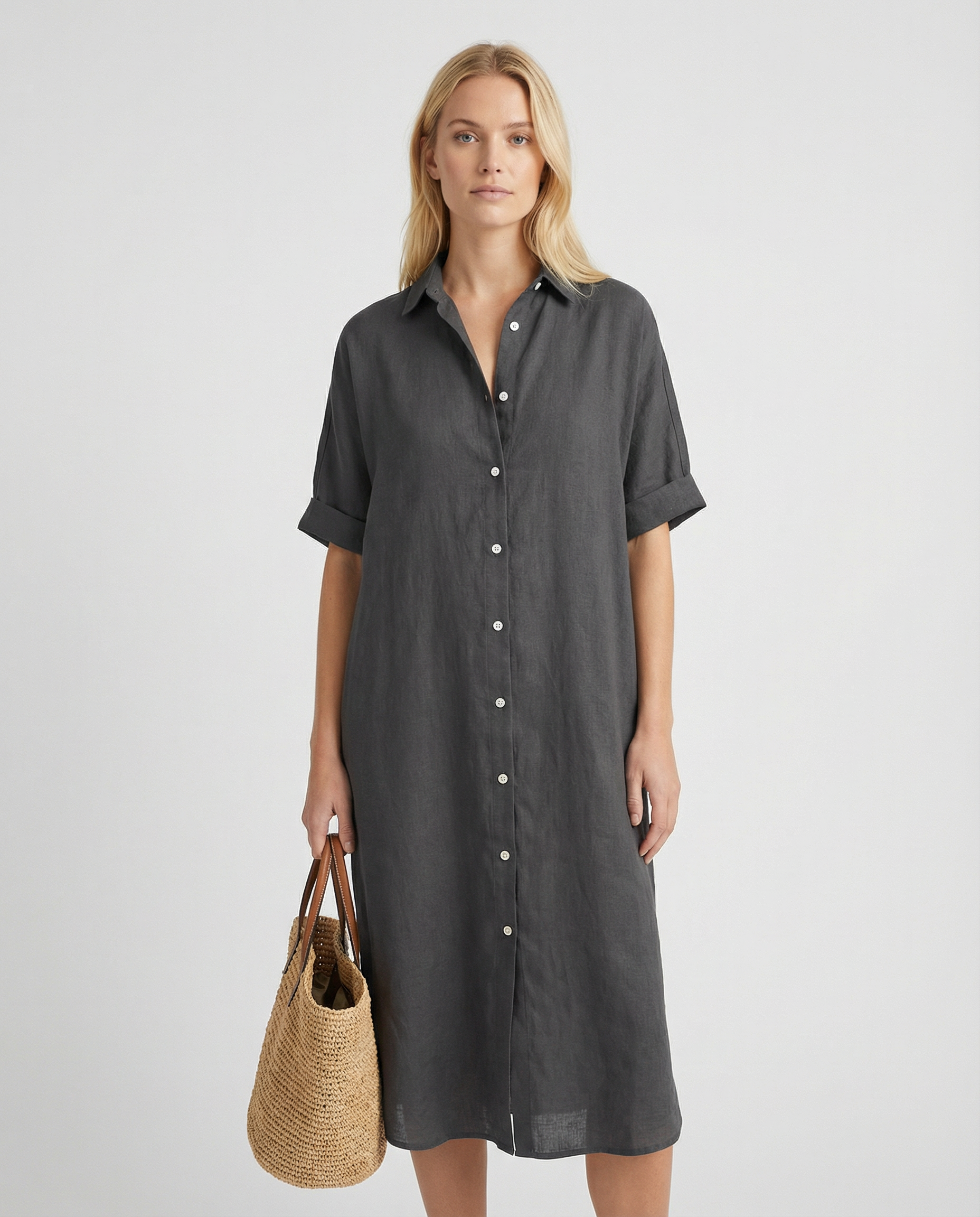 Summer Breeze Cotton-Linen Shirt Dress