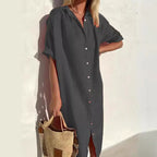 Summer Breeze Cotton-Linen Shirt Dress