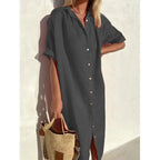Summer Breeze Cotton-Linen Shirt Dress