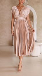 Maria Elegant Pleated Maxi Dress