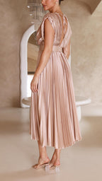 Maria Elegant Pleated Maxi Dress