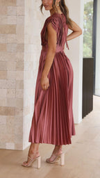 Maria Elegant Pleated Maxi Dress