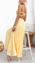 Eileen Pleated V-Neck Maxi Dress