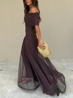 Off-Shoulder Chiffon Maxi Dress