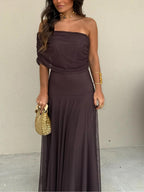 Off-Shoulder Chiffon Maxi Dress