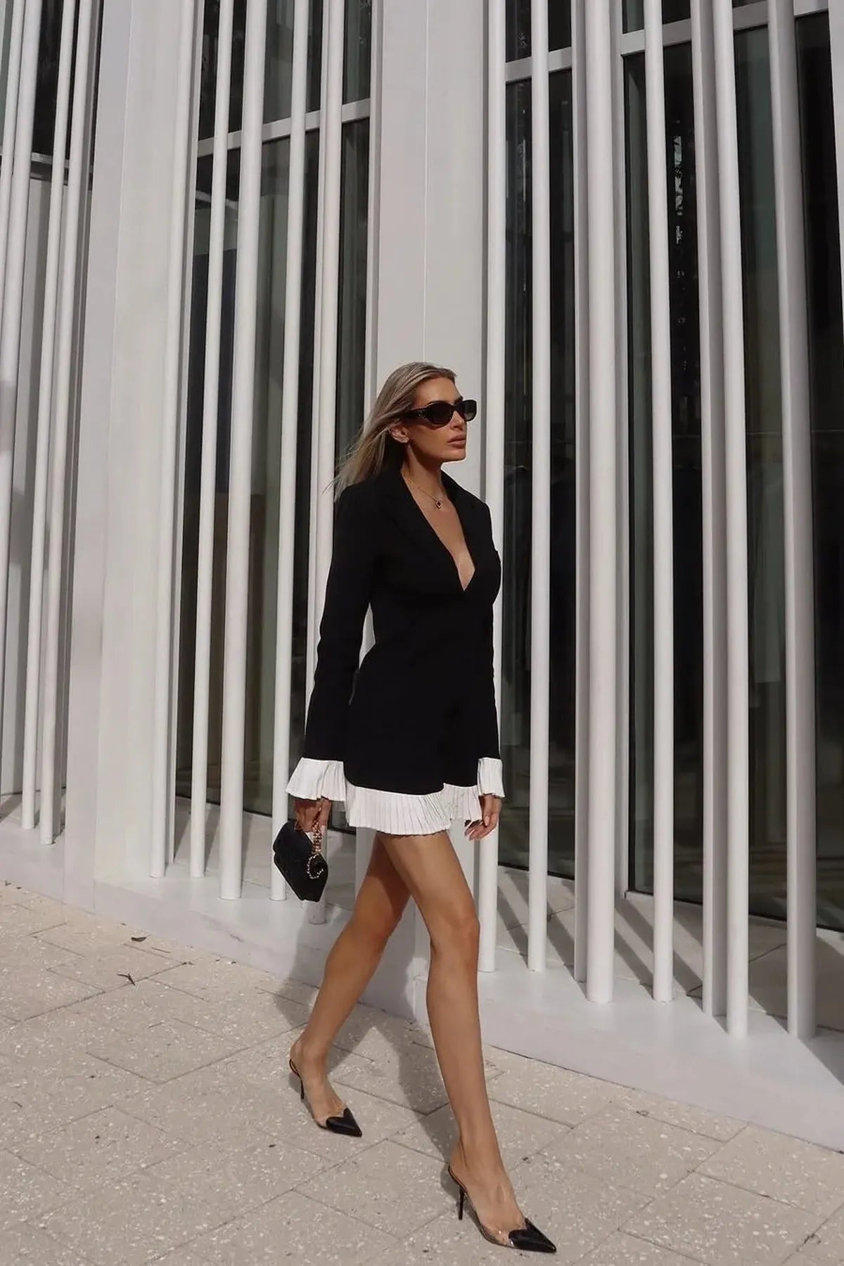 Monochrome Blazer Mini Dress