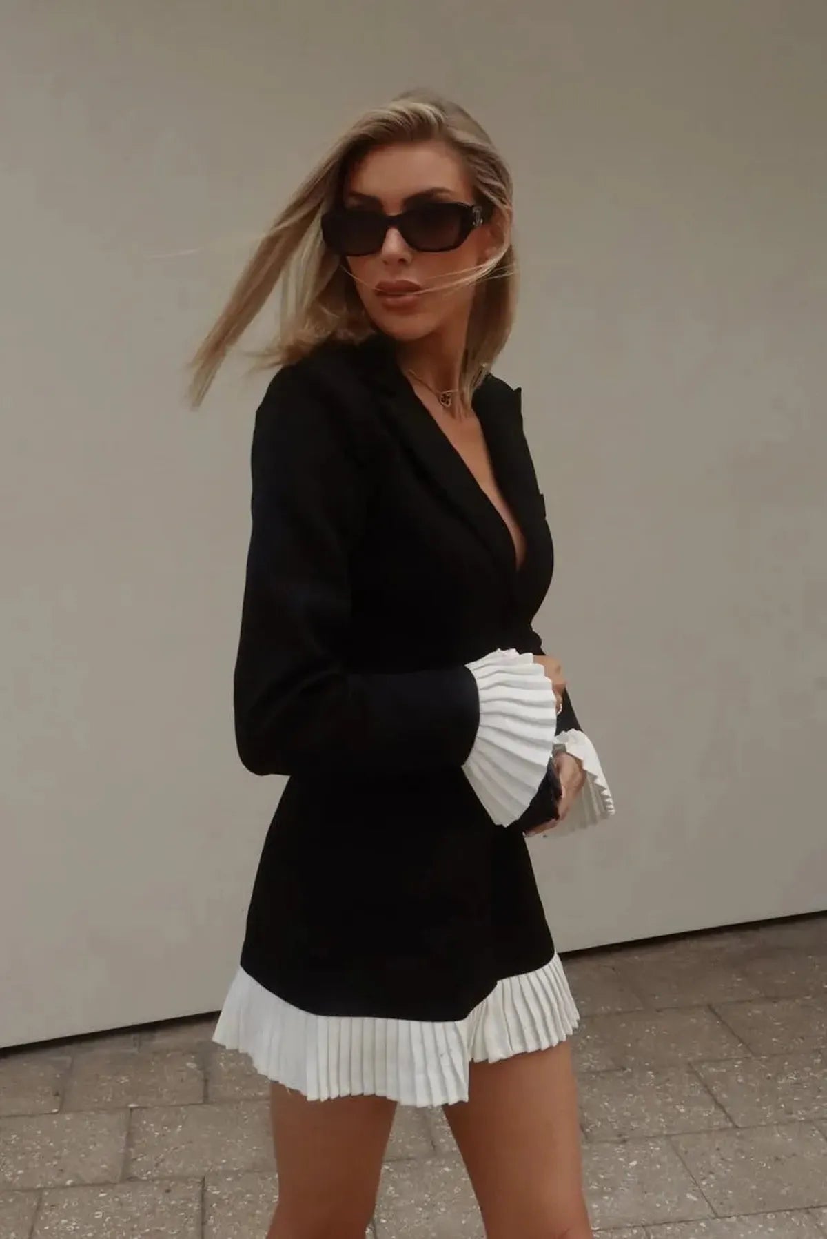 Monochrome Blazer Mini Dress