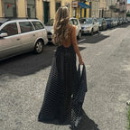 Vintage Polka Dot V-Neck Maxi Dress