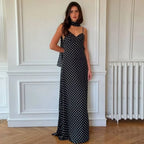 Vintage Polka Dot V-Neck Maxi Dress