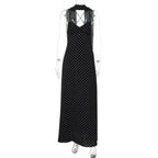 Vintage Polka Dot V-Neck Maxi Dress