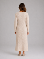 Women's Cable Knit Maxi Dress – Long Sleeve Jumper Dress