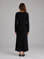 Women's Cable Knit Maxi Dress – Long Sleeve Jumper Dress