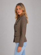 Women's Checked Double Breasted Blazer – Tailored Smart Jacket
