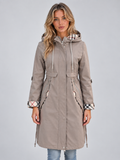 Women’s Hooded Rain Coat – Longline Parka with Adjustable Drawstring Waist
