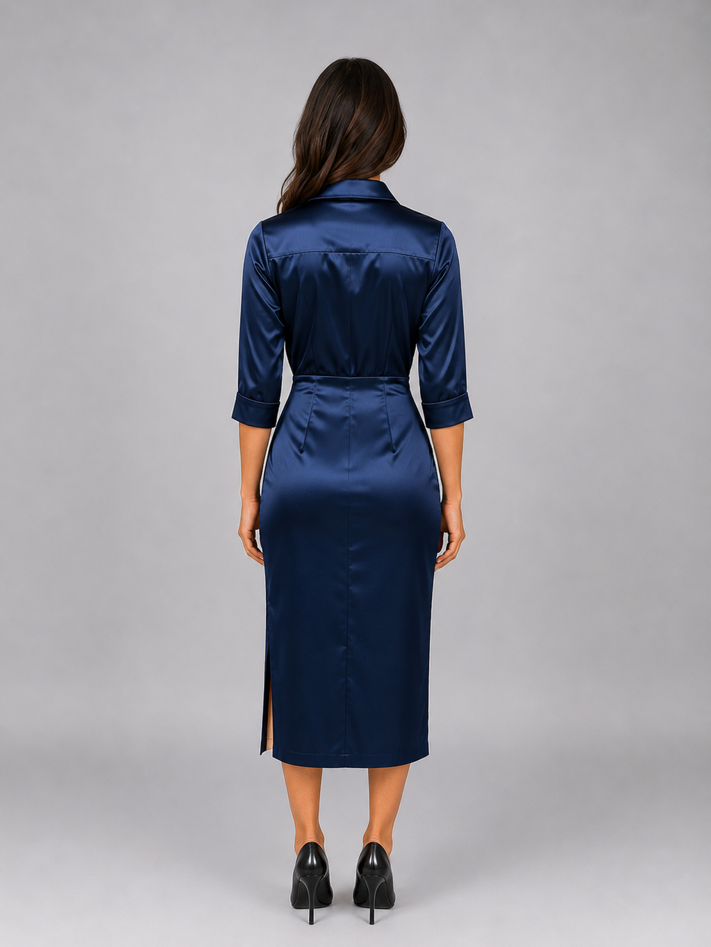 Women’s Satin Look Cowl Neck Midi Dress – Elegant Occasion Dress