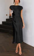 Satin Slip Cocktail Midi Dress