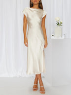 Satin Slip Cocktail Midi Dress