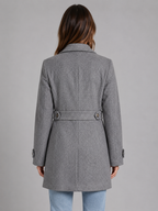 Women's Tailored Button Coat – Longline Collared Smart Jacket