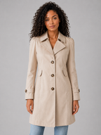 Women’s Tailored Single-Breasted Trench Coat – Buttoned Longline Jacket