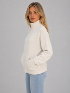 Women's Zip Up Knitted Cardigan – Soft Funnel Neck Knit Jacket