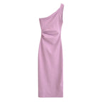 One-Shoulder Asymmetric Midi Dress