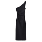 One-Shoulder Asymmetric Midi Dress