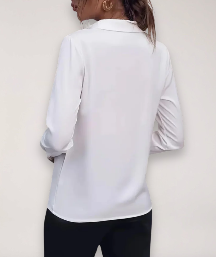 Spring Office Button-Front Blouse
