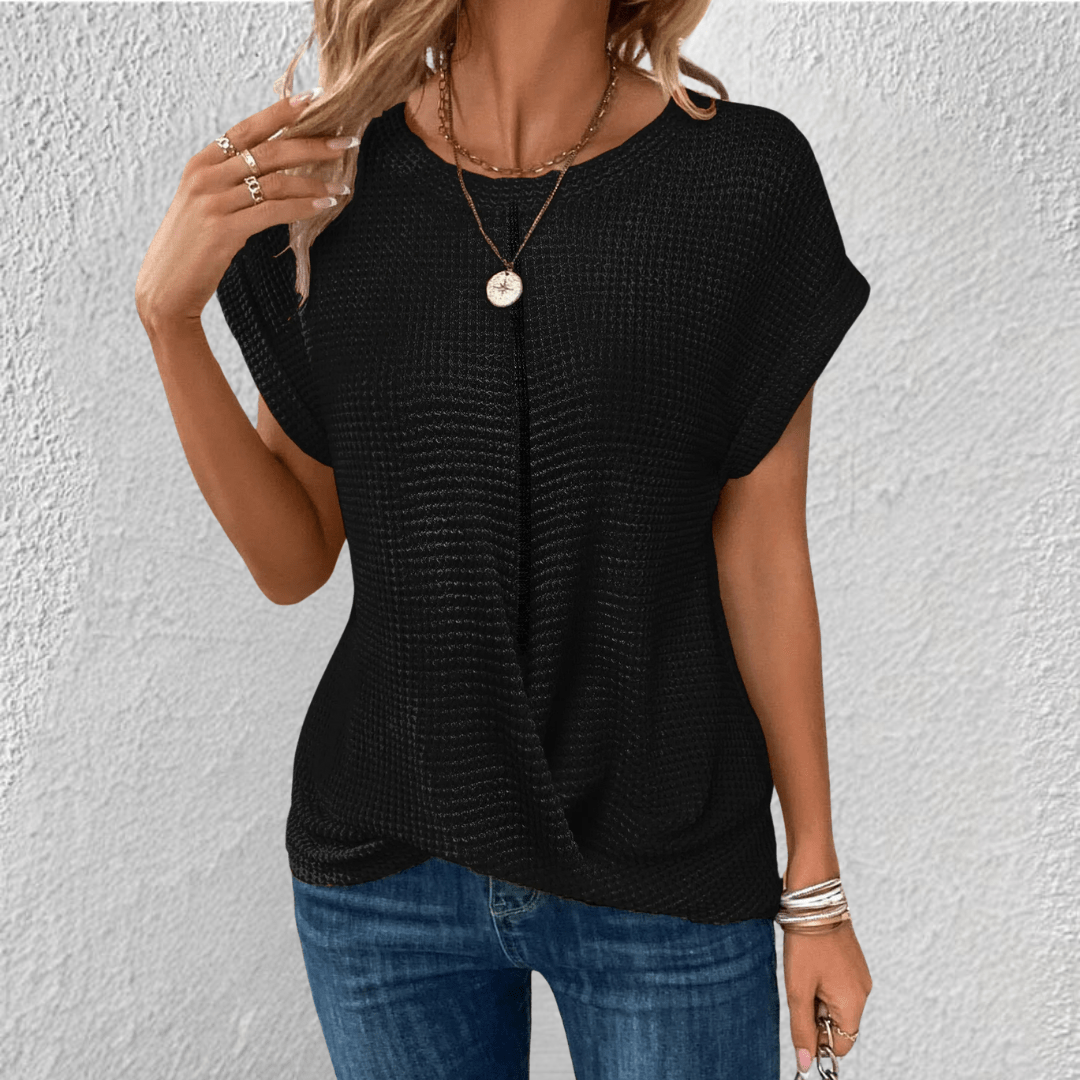Amber Twist Front Waffle Knit Top