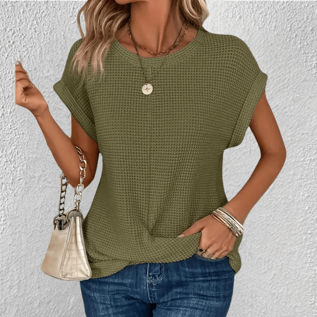 Amber Twist Front Waffle Knit Top