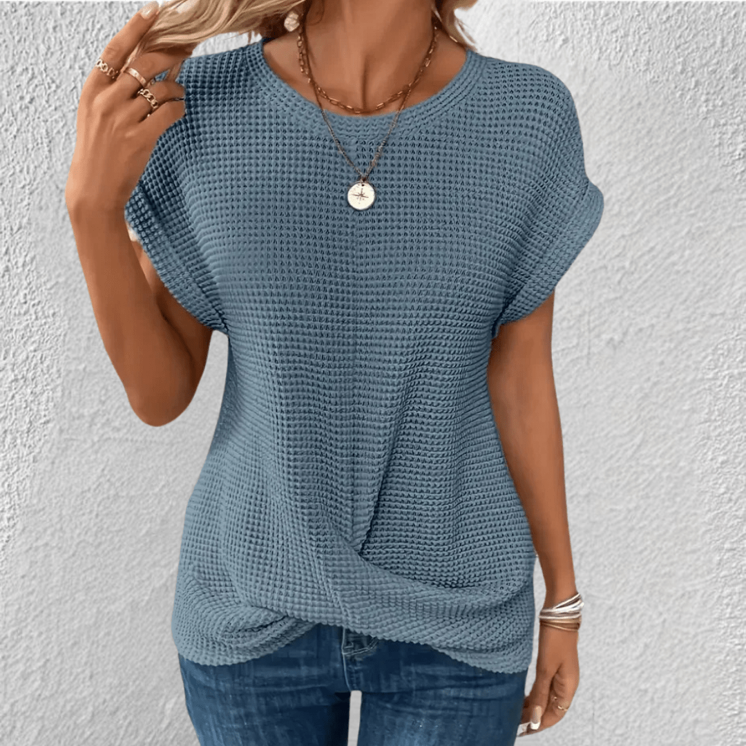 Amber Twist Front Waffle Knit Top