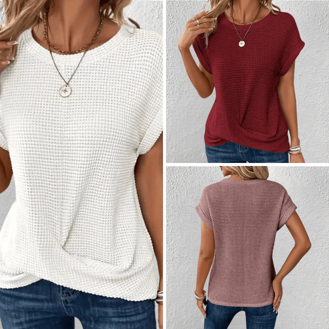 Amber Twist Front Waffle Knit Top