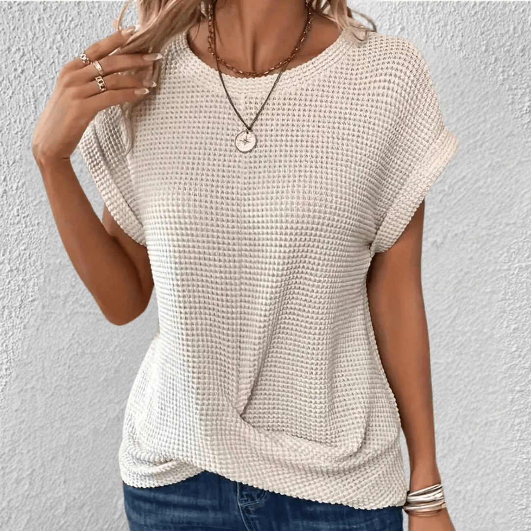 Amber Twist Front Waffle Knit Top